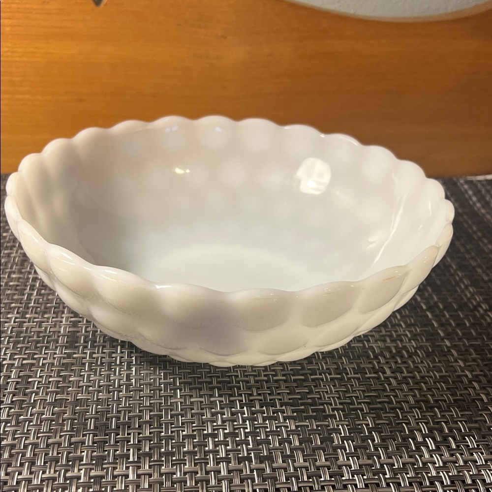 Anchor Hocking Milk Glass Bubble Bowl.